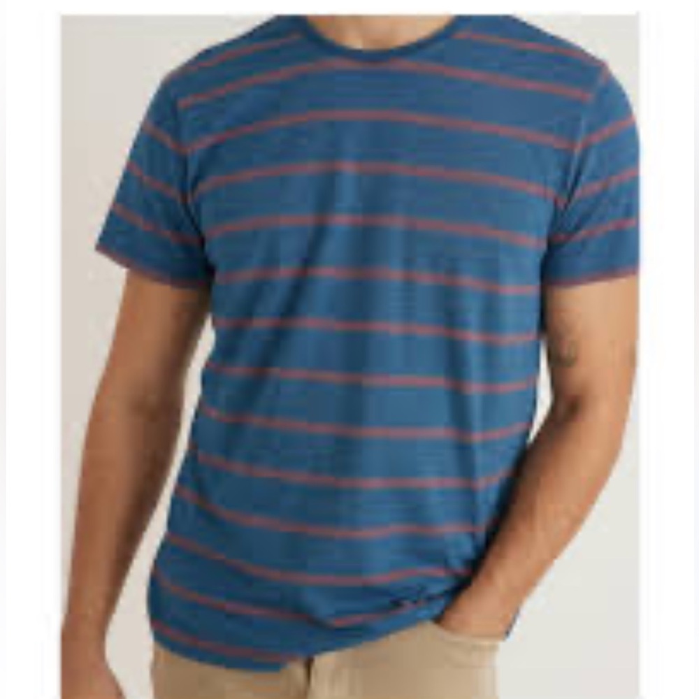 Huckberry Marine Layer Indigo Stripe T-Shirt Short Sleeve Crew Cotton 2023-XL